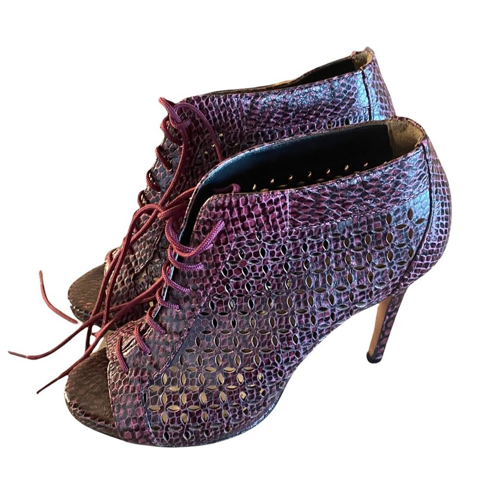 (2 for $45) Leather Burgundy Sexy Lace-Up Shoes